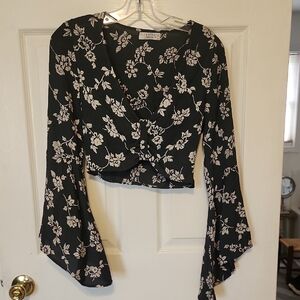 L'Academie Black Floral Women's Top